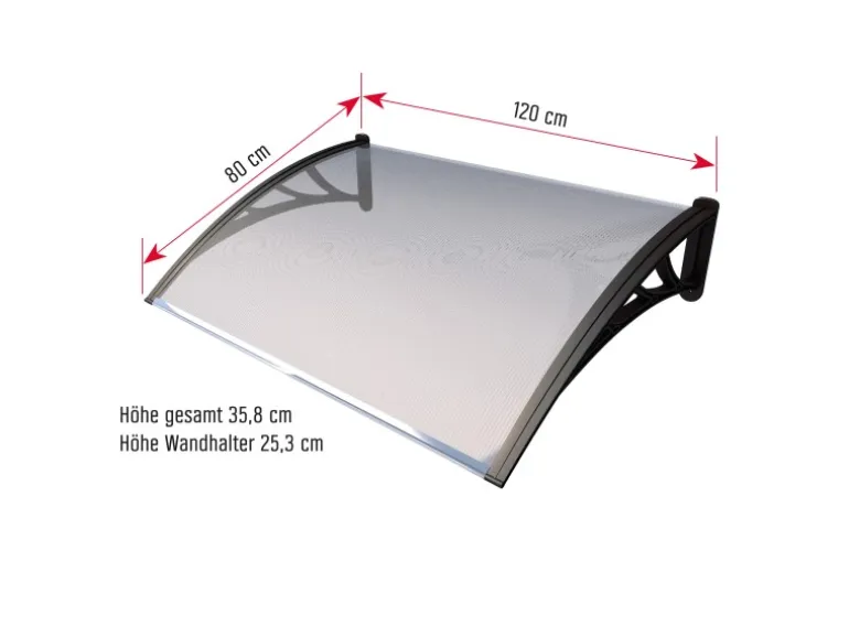Gutta Pultvordach ECO 120 Schwarz/Klar 120 cm x 80 cm x 7 cm