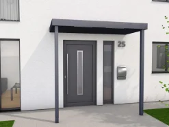 Gutta Rechteckvordach BS PLUS Anthrazit 200 x 90 cm 2 Pfosten und Ablauf Rechts