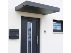 Gutta Rechteckvordach BS PLUS Anthrazit 160 x 90 cm Wasserspeier Links