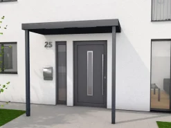 Gutta Rechteckvordach BS PLUS Anthrazit XL 250 x 125 cm 2 Pfosten Ablauf Links