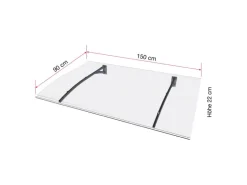 Gutta Vordach PT Secco Anthrazit Klar 150 cm x 90 cm x 22 cm