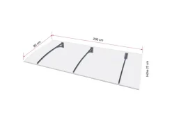 Gutta Vordach PT Secco Edelstahloptik Klar 22 cm x 200 cm x 90 cm