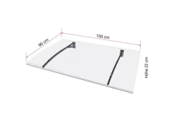 Gutta Vordach PT Secco Edelstahloptik Klar 22 cm x 150 cm x 90 cm