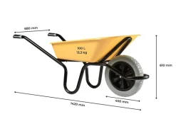 Haemmerlin Schubkarre Bau Plus 100 l PU-Rad Lackiert