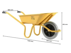 Haemmerlin Schubkarre Expert 100 l PU-Rad Gelb Lackiert