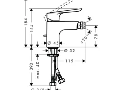 Hansgrohe Einhebel-Bidetmischer Logis E mit Zugstangen-Ablaufgarnitur Chrom