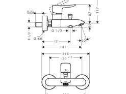 Hansgrohe Einhebel-Wannenarmatur Metris Aufputz Chrom