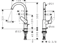 Hansgrohe Einhebel-Waschbeckenarmatur Logis 210 mm mit Schwenkauslauf Chrom