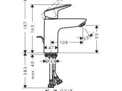 Hansgrohe Einhebel-Waschbeckenarmatur Logis 100 mm mit Zugstangen-Ablaufg. Chrom