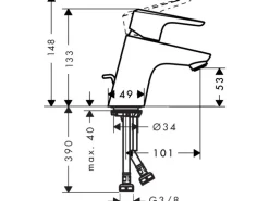 Hansgrohe Einhebel-Waschbeckenarmatur Ecos M mit Zugstangen-Ablaufgarnitur Chrom