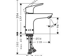 Hansgrohe Einhebel-Waschbeckenarmatur Focus 100 mm mit Zugstangen-Ablaufg. Chrom