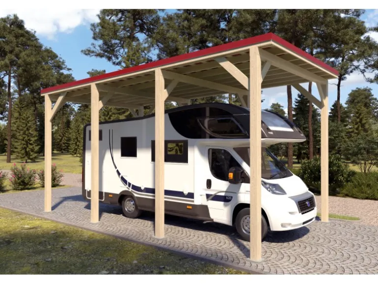 Holzbrüder Camping-Carport Ralf 28m² Imprägniert-Rot