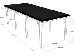 Holzbrüder Carport Ralf 26m² Reinweiß-Rot