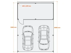 Holzbrüder Carport Ralf 52m² mit Geräteraum Natur-Dunkelbraun