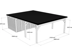 Holzbrüder Carport Ralf 52m² mit Geräteraum Natur-Dunkelbraun