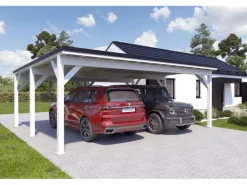 Holzbrüder Carport Ralf 42m² 150kg/m² Reinweiß-Schwarz