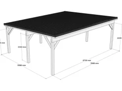 Holzbrüder Carport Ralf 42m² 150kg/m² Reinweiß-Schwarz
