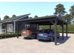 Holzbrüder Carport Ralf 36m² 150kg/m² Chromoxidgrün-Dornengrün