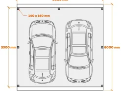 Holzbrüder Carport Ralf 36m² 150kg/m² Chromoxidgrün-Dornengrün