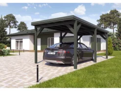 Holzbrüder Carport Ralf 18m² Chromoxidgrün-Dornengrün