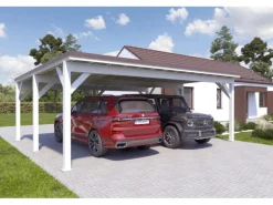 Holzbrüder Carport Ralf 42m² 150kg/m² Reinweiß-Dunkelbraun
