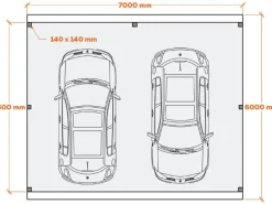 Holzbrüder Carport Ralf 42m² 150kg/m² Reinweiß-Dunkelbraun
