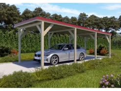 Holzbrüder Carport Ralf 26m² Imprägniert-Rot