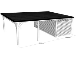 Holzbrüder Carport Ralf 52m² mit Geräteraum Grün-Dornengrün