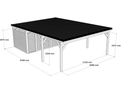 Holzbrüder Carport Ralf 52m² mit Geräteraum Grün-Dornengrün