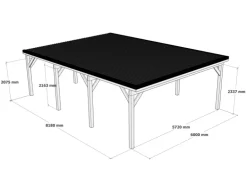 Holzbrüder Carport Ralf 52m² Reinweiß-Dornengrün