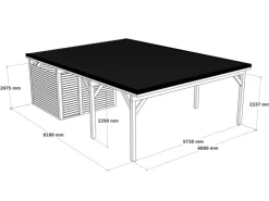 Holzbrüder Carport Ralf 52m² mit kl. Geräteraum Natur-Schwarz