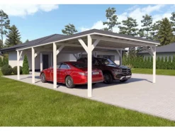 Holzbrüder Carport Ralf 52m² Reinweiß-Dunkelgrau