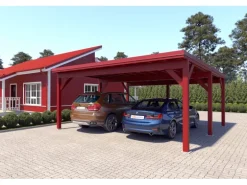 Holzbrüder Carport Ralf 36m² 150kg/m² Oxidrot-Rot