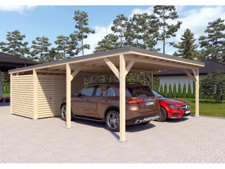 Holzbrüder Carport Ralf 52m² mit kl. Geräteraum Impräg.-Dunkelgrau