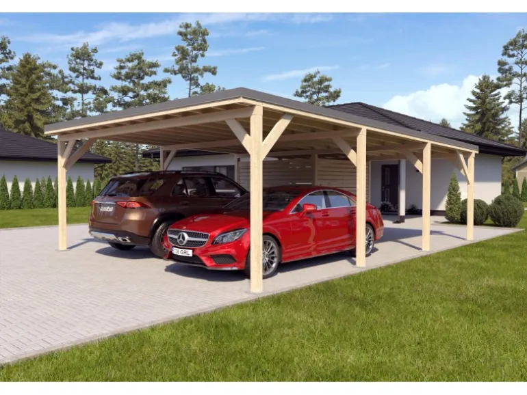 Holzbrüder Carport Ralf 52m² mit kl. Geräteraum Impräg.-Dunkelgrau