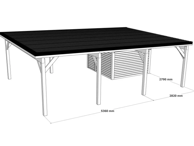 Holzbrüder Carport Ralf 52m² mit kl. Geräteraum Impräg.-Dunkelgrau