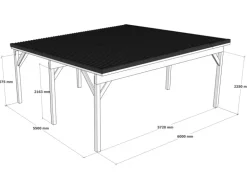 Holzbrüder Carport Ralf 36m² 150kg/m² Reinweiß-Dunkelbraun