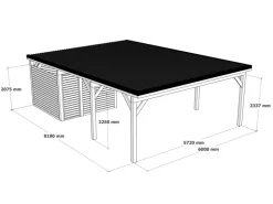 Holzbrüder Carport Ralf 52m² mit kl. Geräteraum Weiß-Dunkelbraun