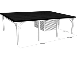 Holzbrüder Carport Ralf 52m² mit kl. Geräteraum Weiß-Dunkelbraun