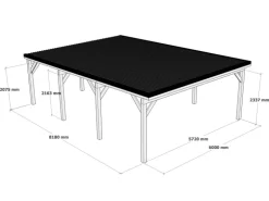 Holzbrüder Carport Ralf 52m² Graubraun-Dunkelbraun