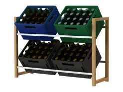 holz4home Getränkekistenregal aus Holz Inklusive Edelstahlablage 4 Kisten Silber