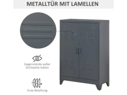 HOMCOM Aktenschrank Metall 75L x 33B x 110H cm Grau