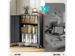 HOMCOM Aktenschrank Metall 75L x 33B x 110H cm Grau