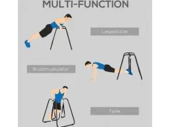 HOMCOM Dipstation Dip Ständer Barren Dips Stahl Schwarz 90 x 81 x 92,5cm