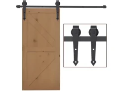 HOMCOM Schiebetür-Beschlagsatz Kohlenstoffstahl 200L x 4B x 0,6H cm Braun