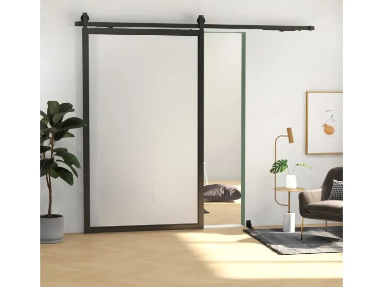 HOMCOM Schiebetüren-Beschlagsatz 244 cm Komplett-Set mit Pufferfunktion