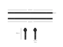 HOMCOM Schiebetüren-Beschlagsatz 244 cm Komplett-Set mit Pufferfunktion