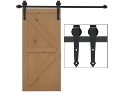 HOMCOM Schiebetüren-Beschlagsatz Kohlenstoffstahl 200L x 4B x 1H cm Schwarz