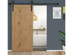 HOMCOM Schiebetüren-Beschlagsatz Kohlenstoffstahl 200L x 4B x 1H cm Schwarz