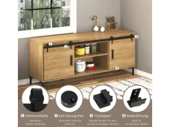 HOMCOM Schiebetürsystem für Doppelte Holztüren 200 x 0,6 x 18 cm